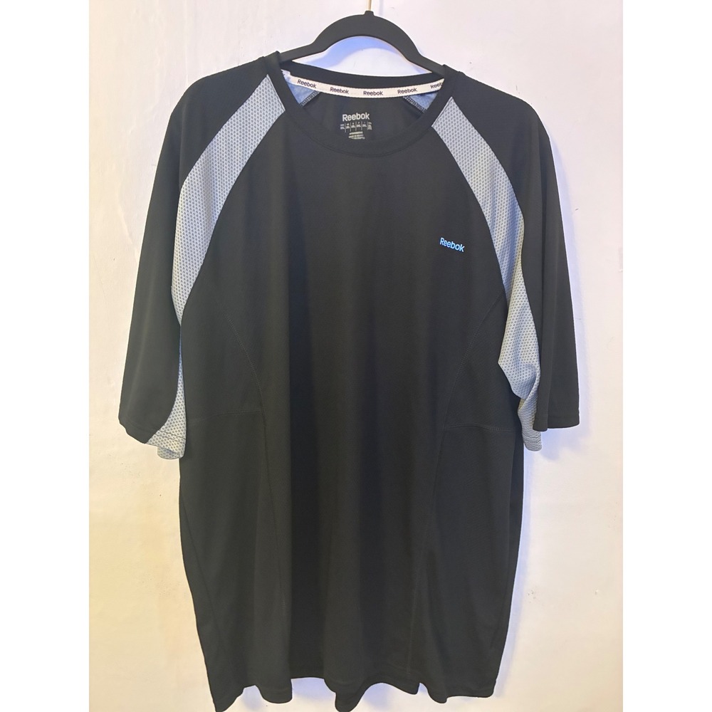Reebok Mens Hydromove Athletic Shirt Black Grey Mesh Short Sleeve Size 2XL